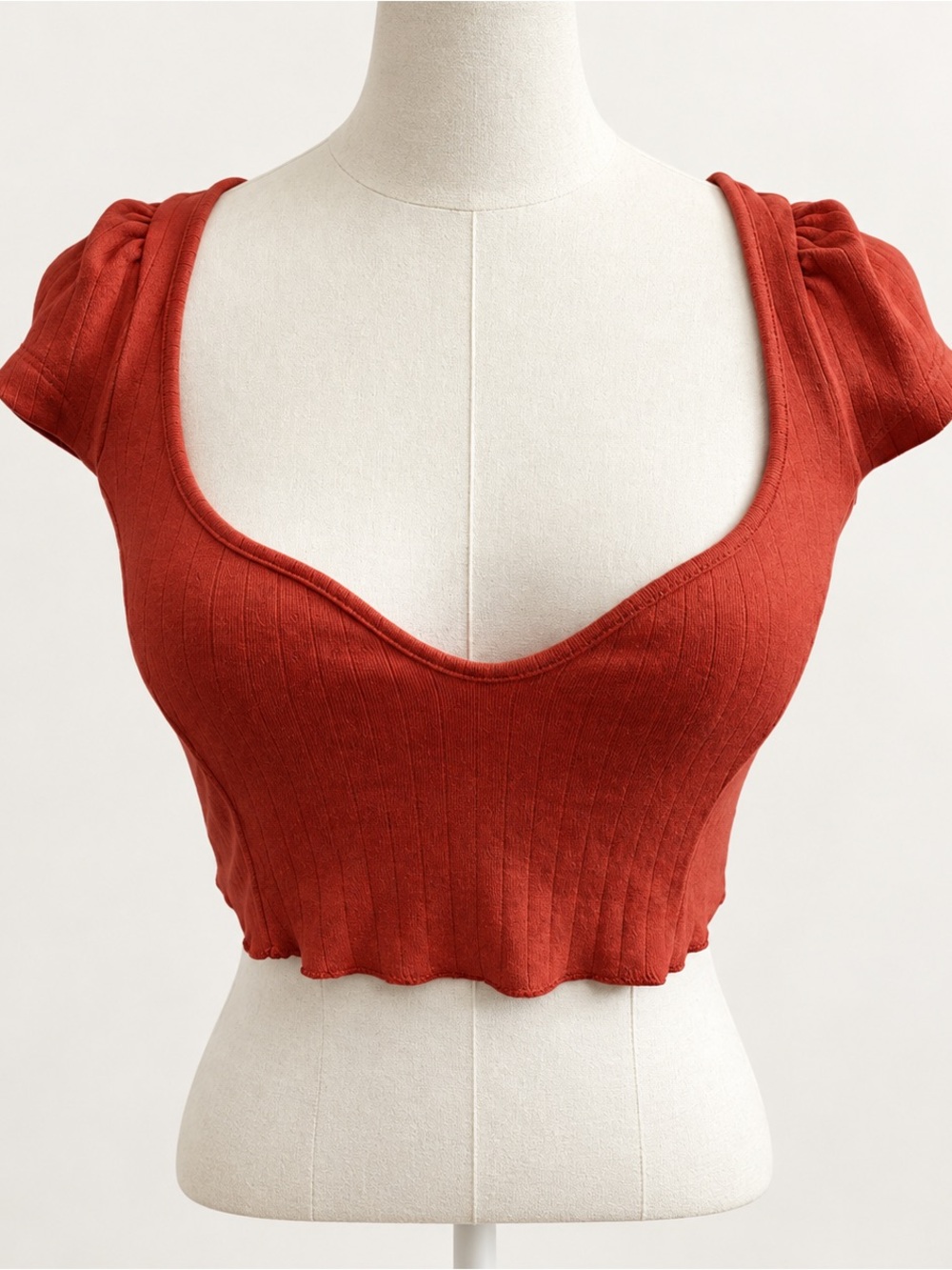 NWT Urban Outfitters Orange Ruched Crop Top XS Ribbed Y2K
